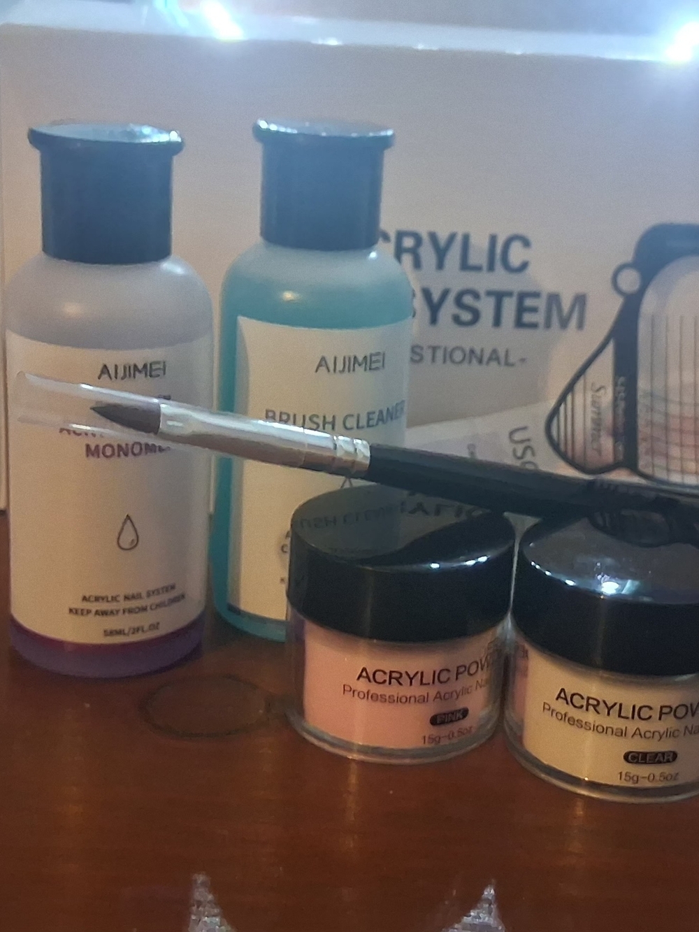 Aijimei Pink Acrylic Powder & Brush Cleaner Set for Women